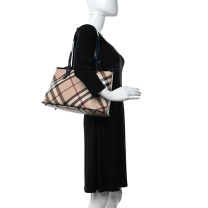 Burberry Nova Check Patent Trim Shopper Tote Black 2 of 10