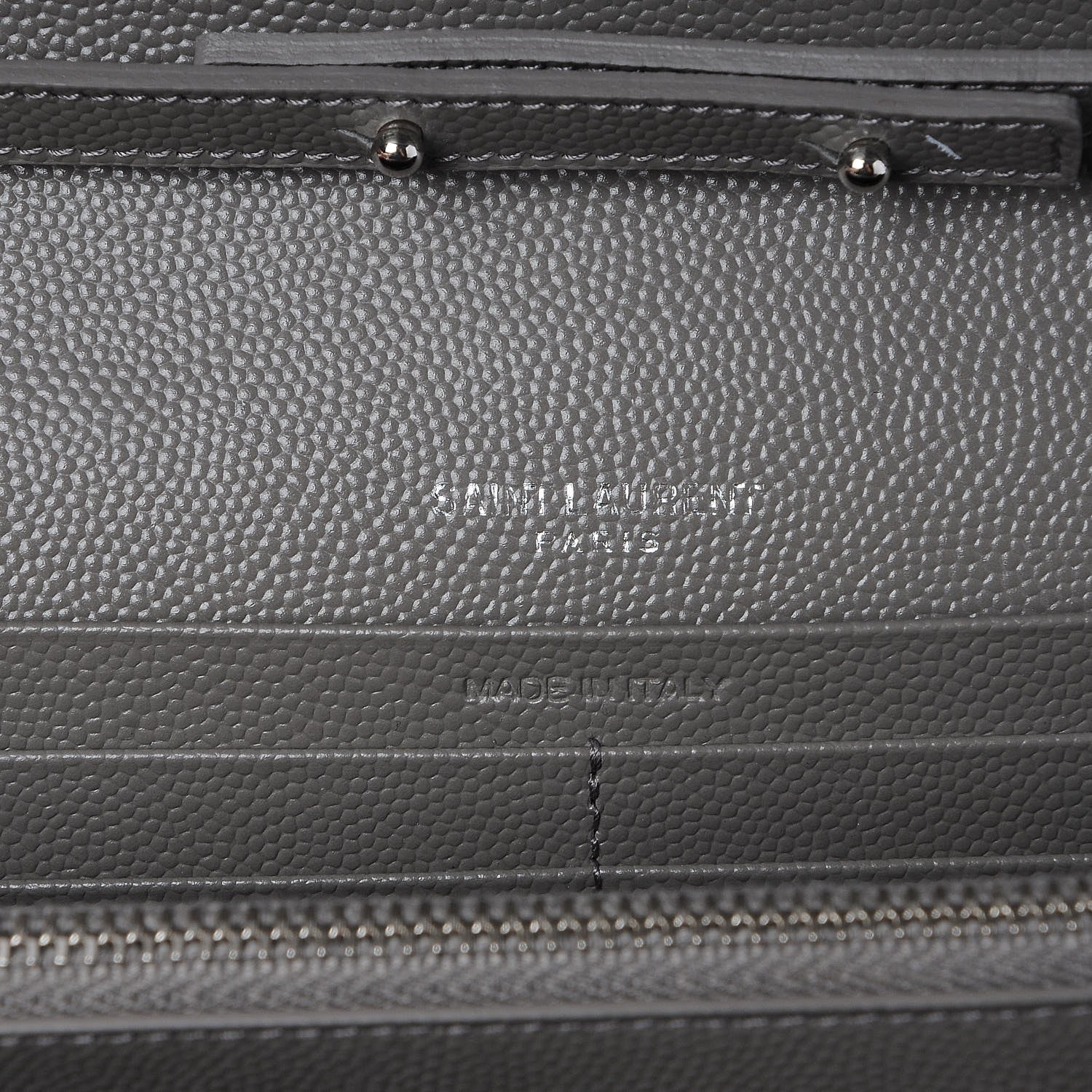 Saint Laurent Grain De Poudre Matelasse Chevron Monogram Chain Wallet Fog 6 of 6