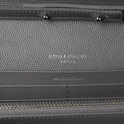 Saint Laurent Grain De Poudre Matelasse Chevron Monogram Chain Wallet Fog 6 of 6