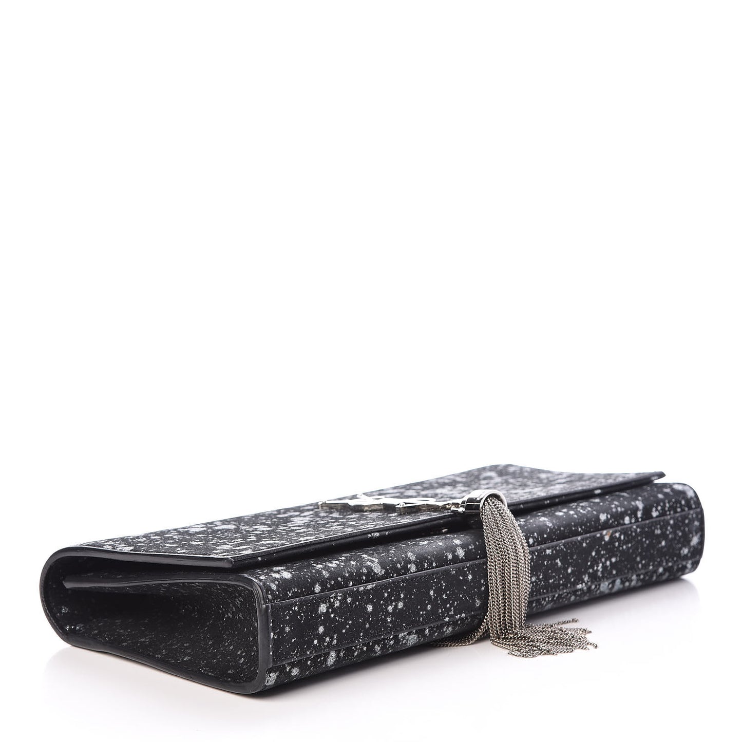 Suede Glitter Classic Monogram Cassandre Tassel Clutch Black