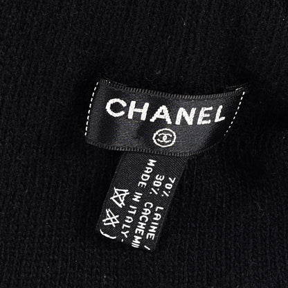 Chanel Cashmere Logo Beanie Hat Black Light Grey 3 of 3