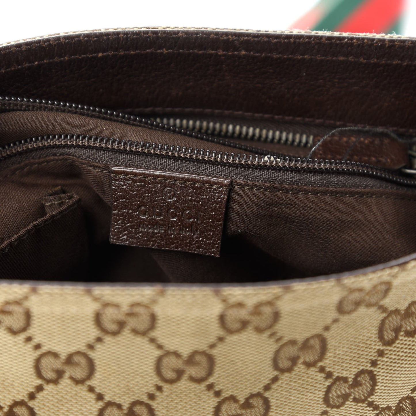 Monogram Web Medium Double Pocket Messenger Bag Dark Brown