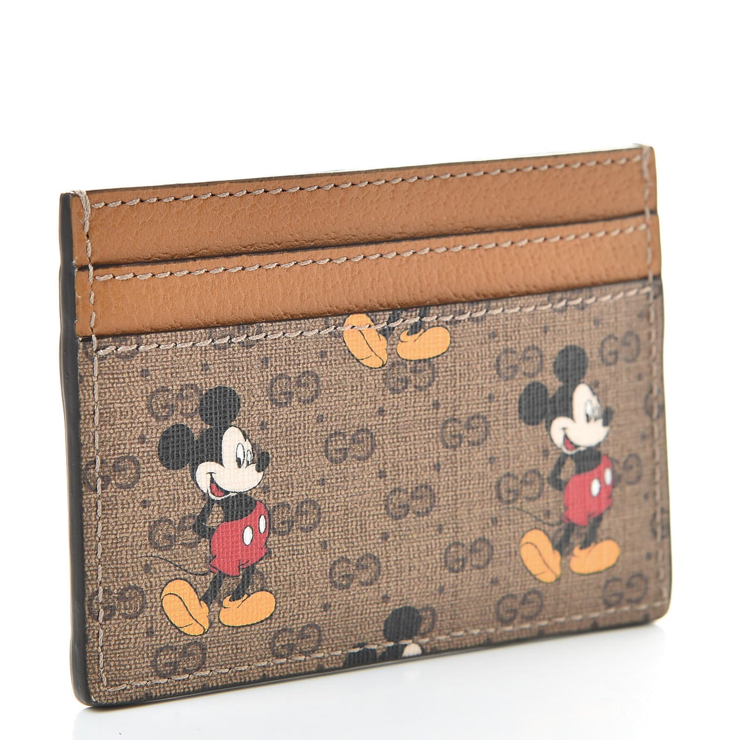 X DISNEY Mini Vintage GG Supreme Monogram Mickey Mouse Card Holder Beige Vintage Sun Oil