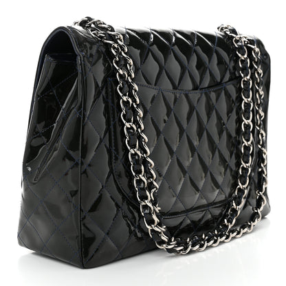 Chanel Patent Quilted Maxi Single Flap Blue 3 of 11