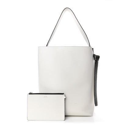 Celine Shiny Smooth Calfskin Twisted Cabas White Black 1 of 5