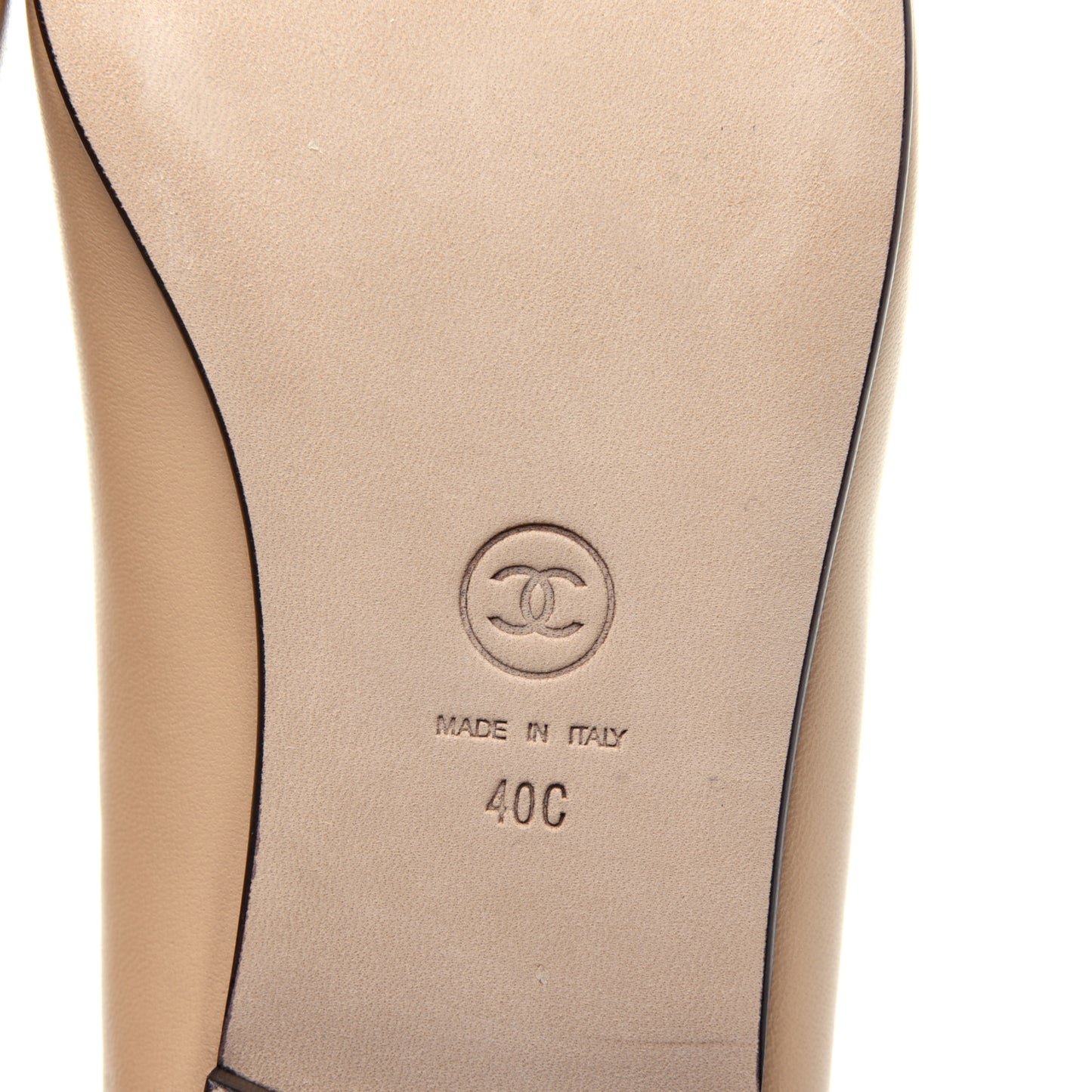 Lambskin Cap Toe CC Ballerina Flats 40 Beige Black