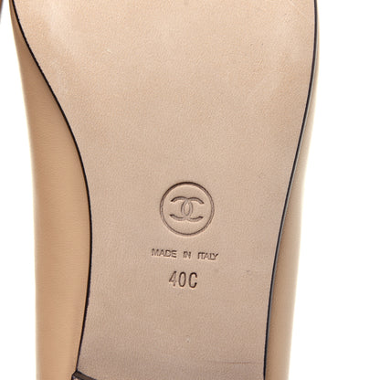 Chanel Lambskin Cap Toe CC Ballerina Flats 40 Beige Black 10 of 12