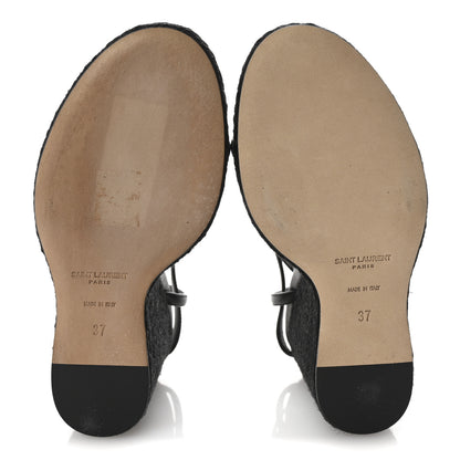 Saint Laurent Calfskin Cassandra Espadrille 105 Wedges 37 Black 6 of 9