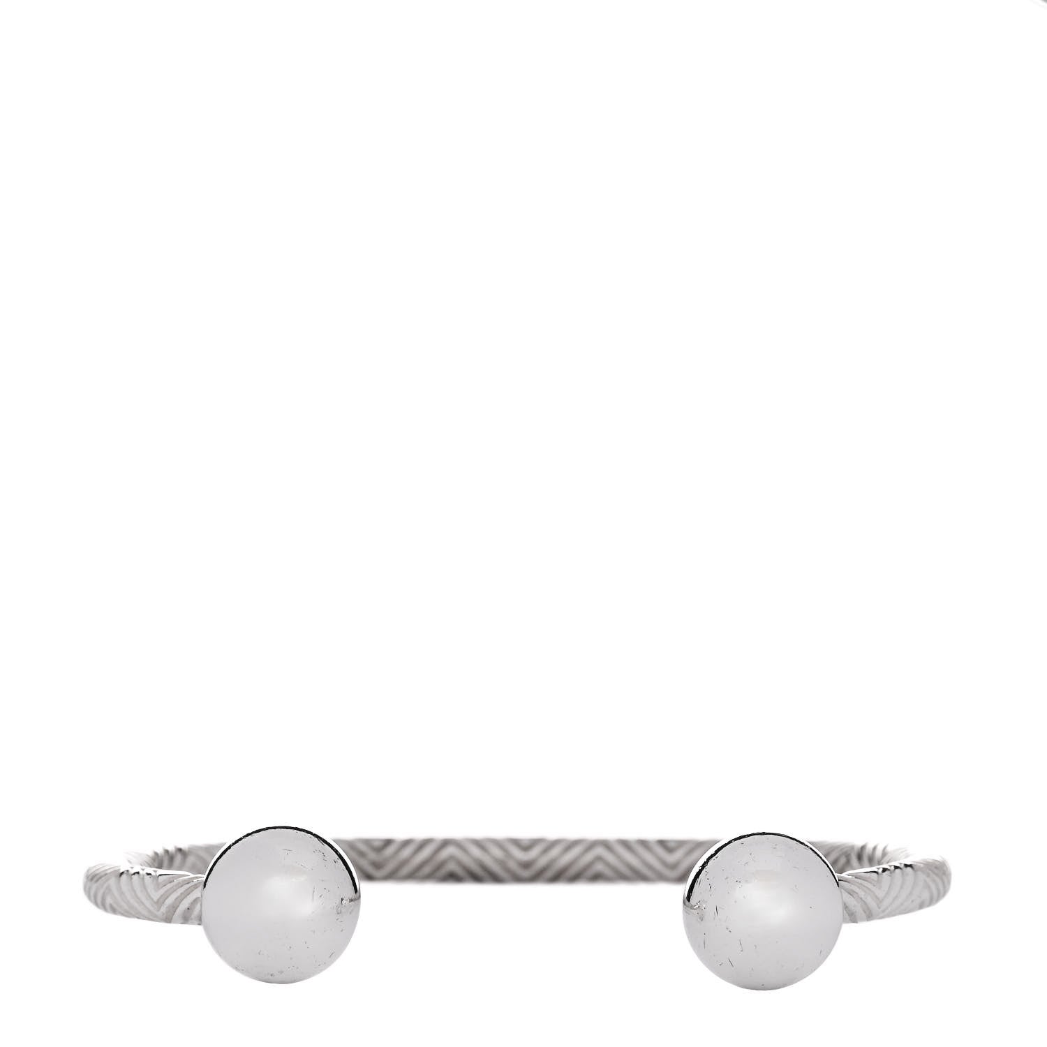 Tiffany Sterling Silver Textured Barbell Cuff Bracelet 1 of 4
