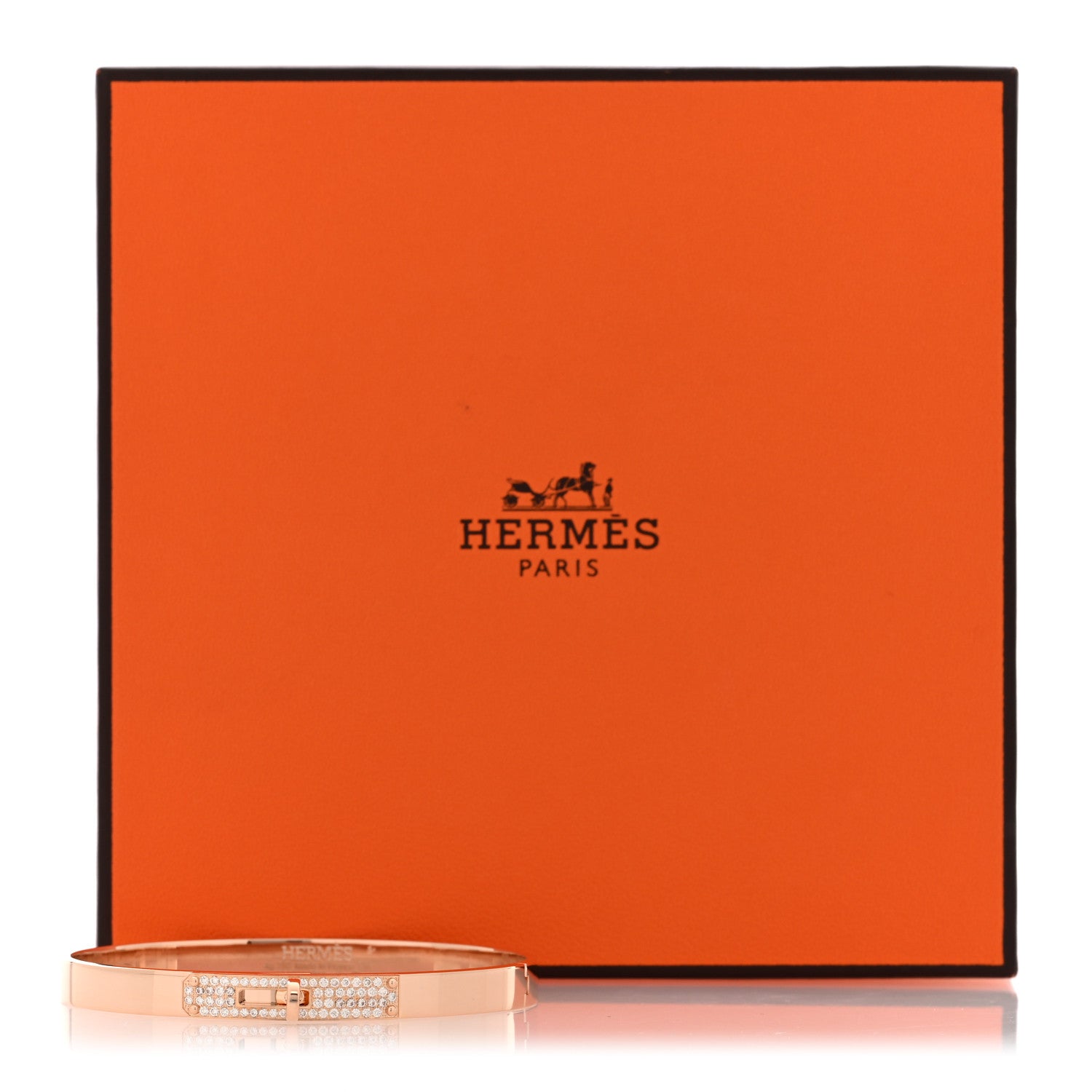 Hermes 18K Rose Gold Diamond PM Kelly Pave Bracelet SH 4 of 4