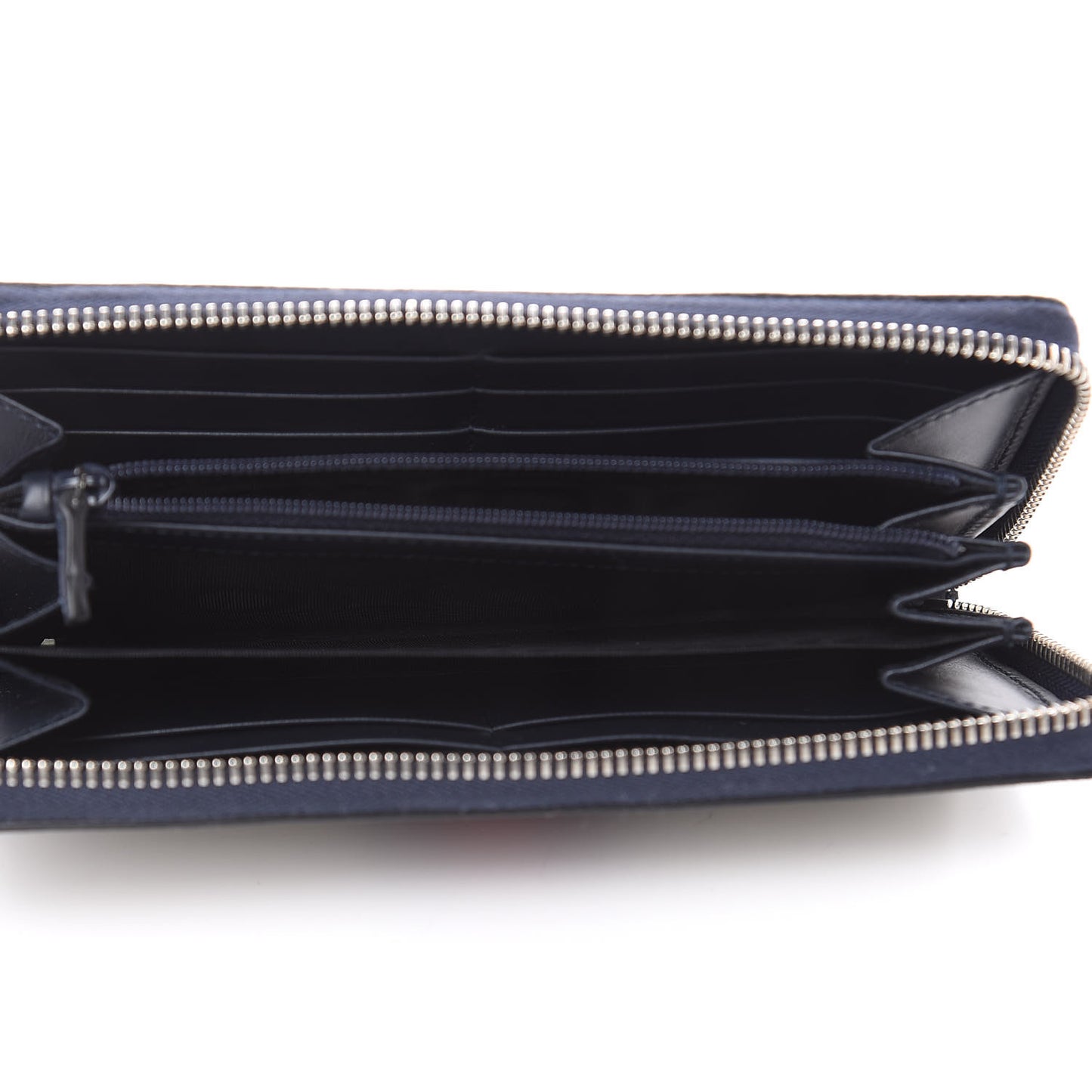 GG Supreme Monogram Web Zip Around Wallet Beige Blue