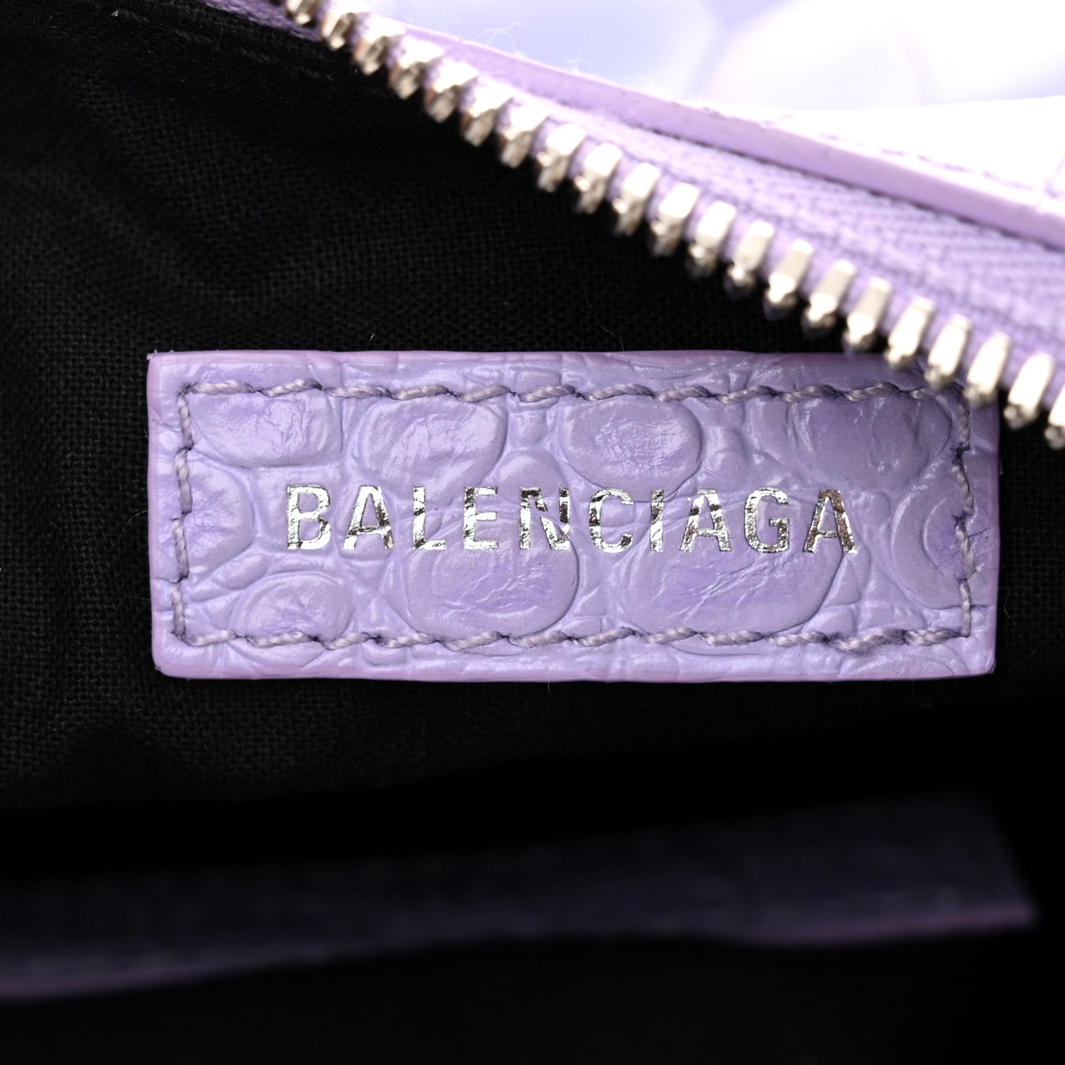 Balenciaga Extra Supple Calfskin Crocodile Embossed Le Cagole Shoulder Bag XS Lilac 7 of 11