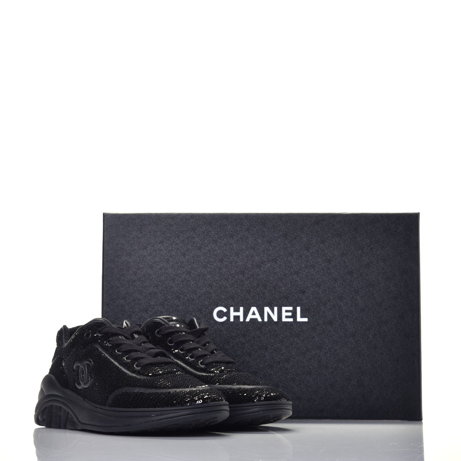 Chanel Sequin CC Sneakers 36 Black 9 of 9