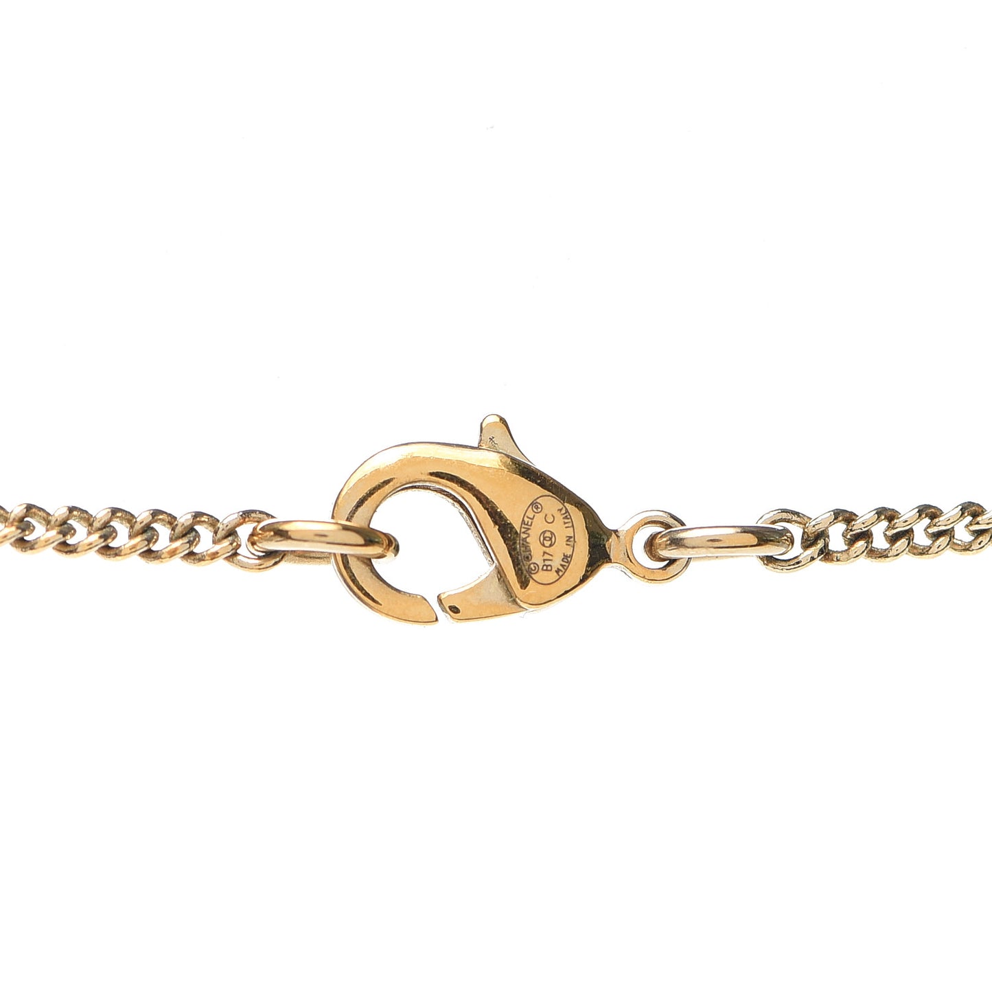 Baguette Crystal Quilted CC Pendant Necklace Gold