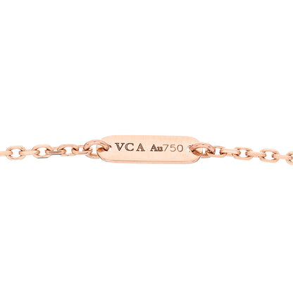 Van Cleef & Arpels 18K Rose Gold Diamond Mother of Pearl Vintage Alhambra Pendant Necklace 4 of 5