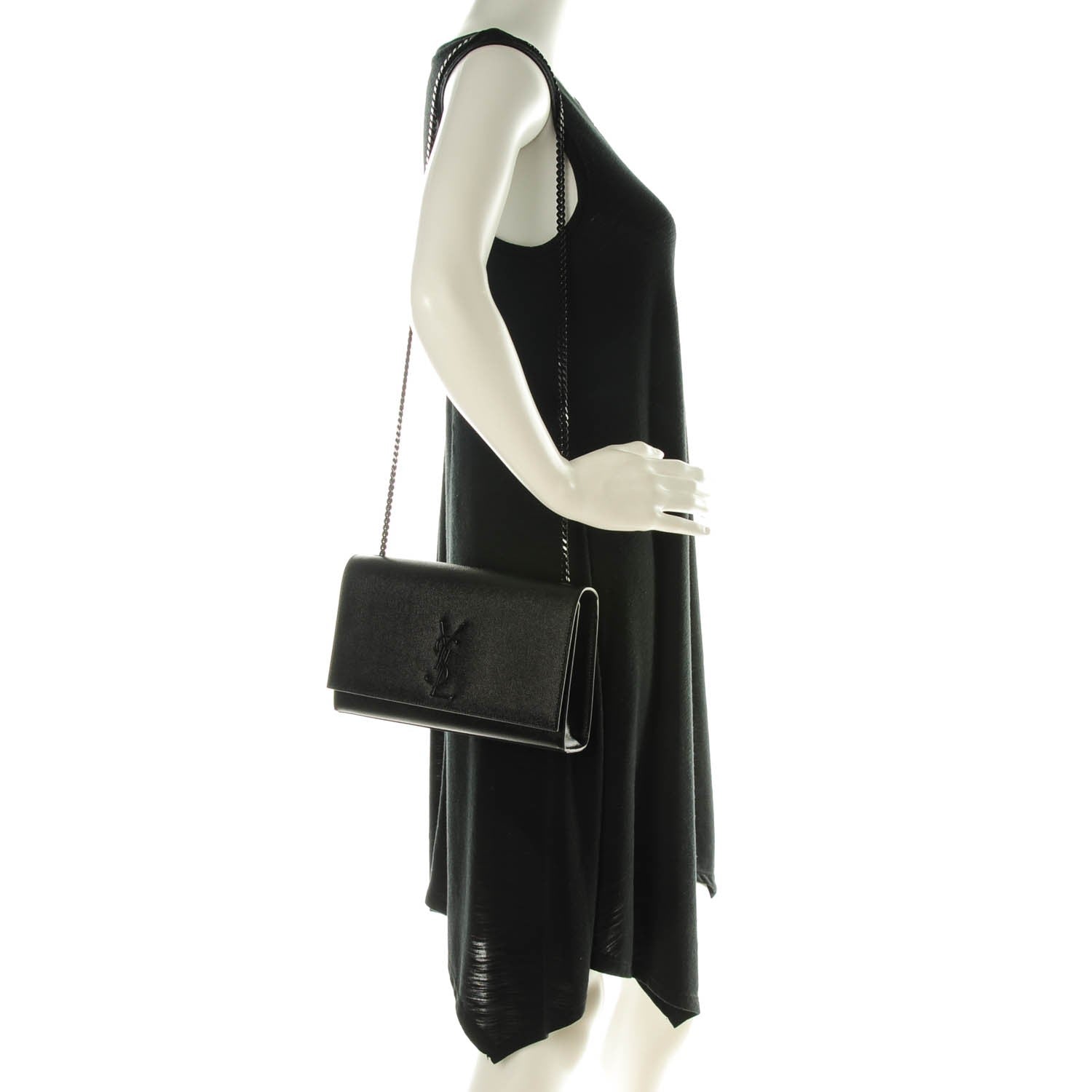 Saint Laurent Grain De Poudre Medium Classic Monogram Kate Satchel Black 2 of 7