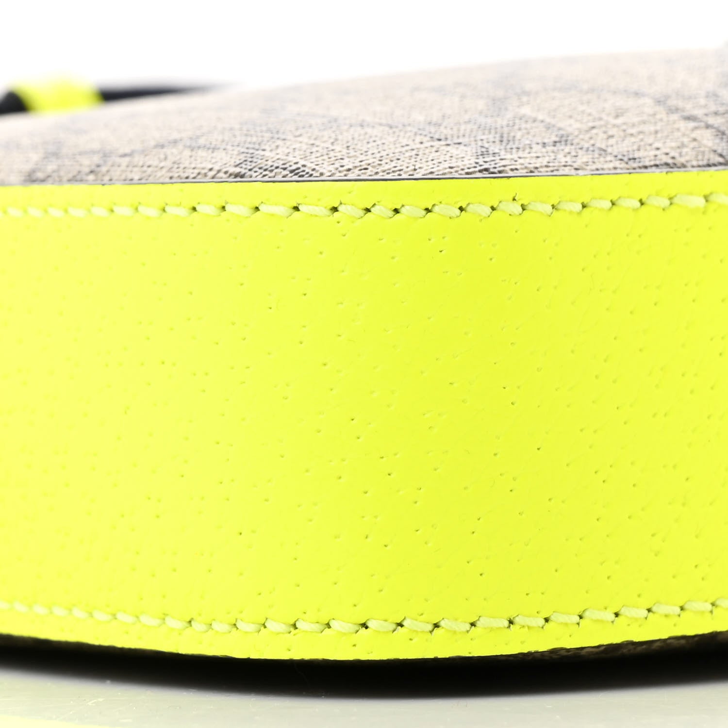 Gucci GG Supreme Monogram Textured Dollar Calfskin Web Ophidia Wristlet Shoulder Bag Beige Ebony Yellow 9 of 10