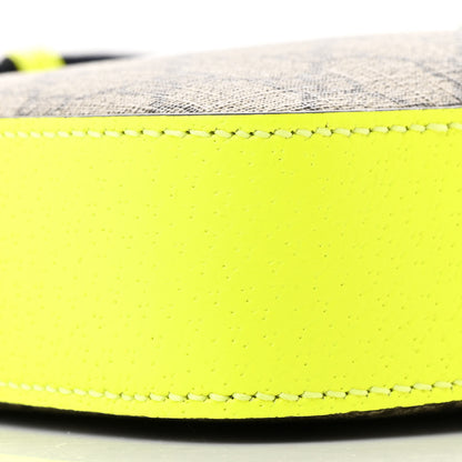 Gucci GG Supreme Monogram Textured Dollar Calfskin Web Ophidia Wristlet Shoulder Bag Beige Ebony Yellow 9 of 10