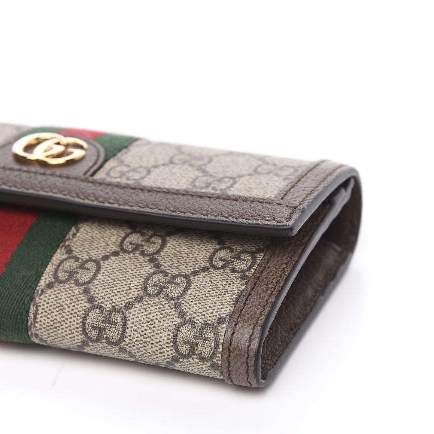 GG Supreme Monogram Web Ophidia Continental Wallet Brown