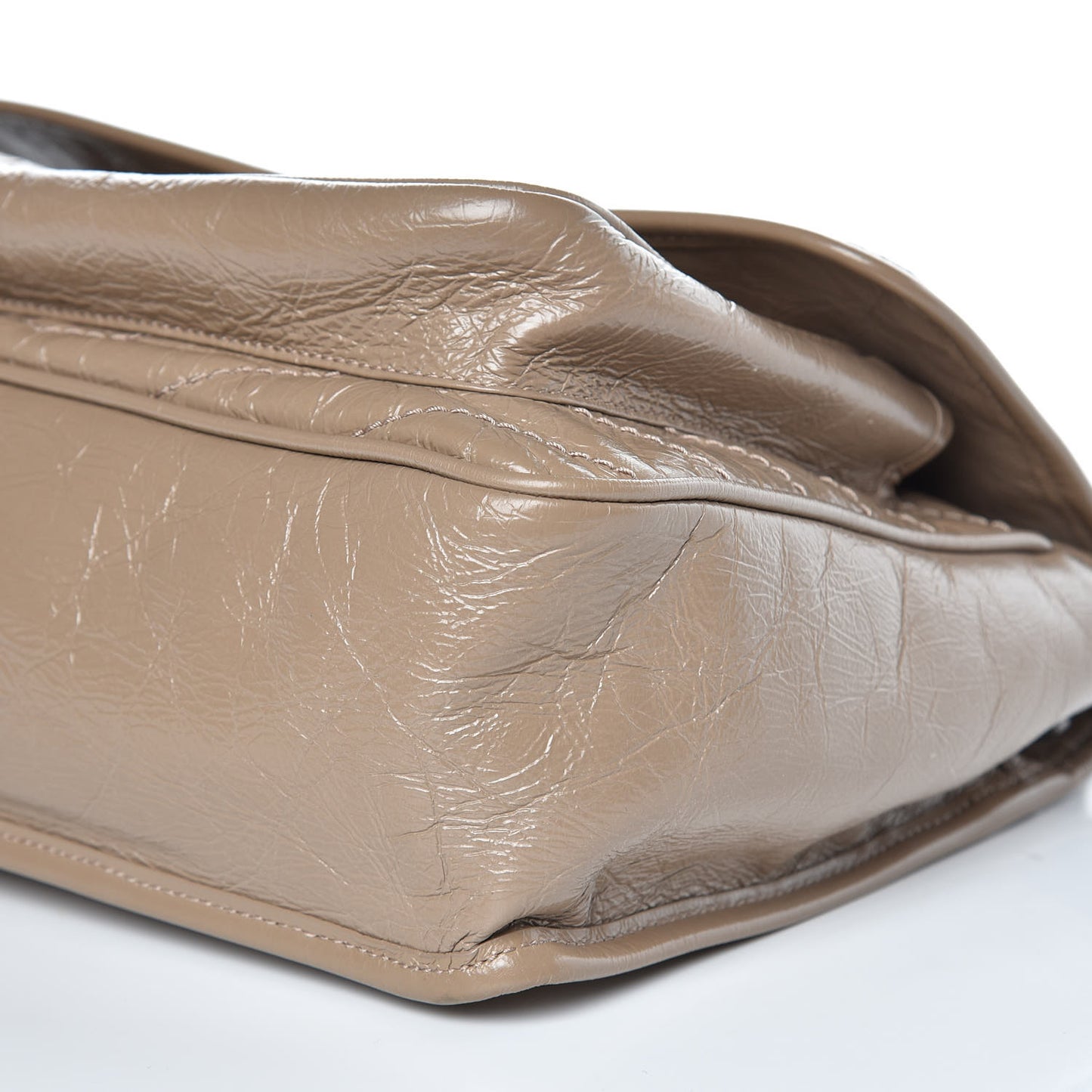 Crinkled Calfskin Matelasse Monogram Medium Niki Chain Satchel Light Taupe