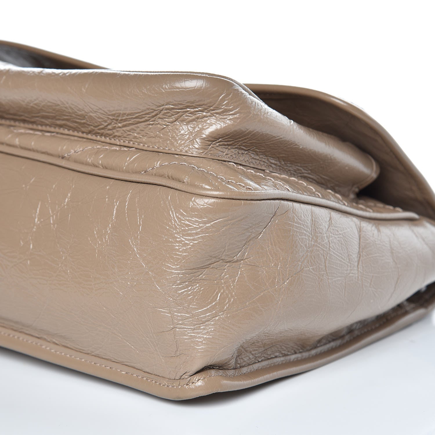Saint Laurent Crinkled Calfskin Matelasse Monogram Medium Niki Chain Satchel Light Taupe 11 of 12
