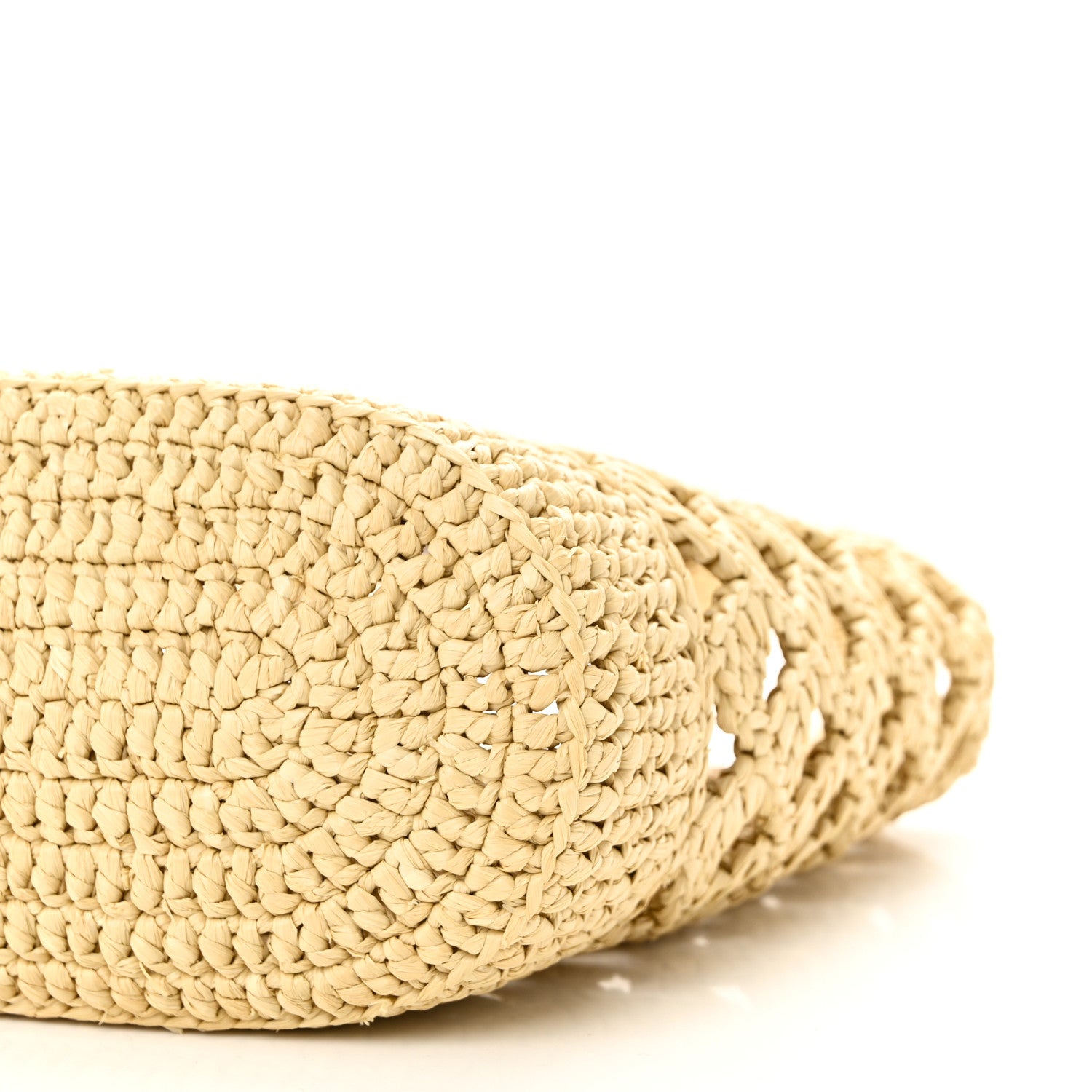 Prada Yarn Raffia Effect Embroidered Mini Logo Tote Naturale 9 of 9