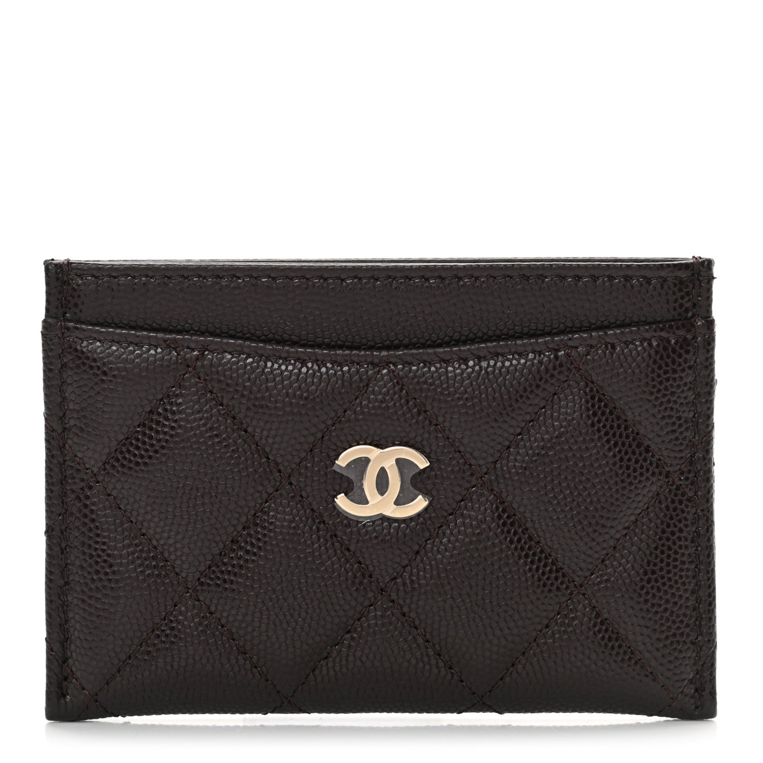 Chanel Caviar Quilted Card Holder Dark Brown 1 of 9