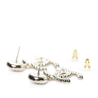 Chanel Crystal Pearl Bow-tiful CC Drop Earrings Gold 4 of 5
