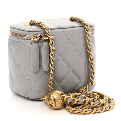 Chanel Lambskin Quilted Pearl Crush Mini Vanity Case With Chain Grey 3 of 11
