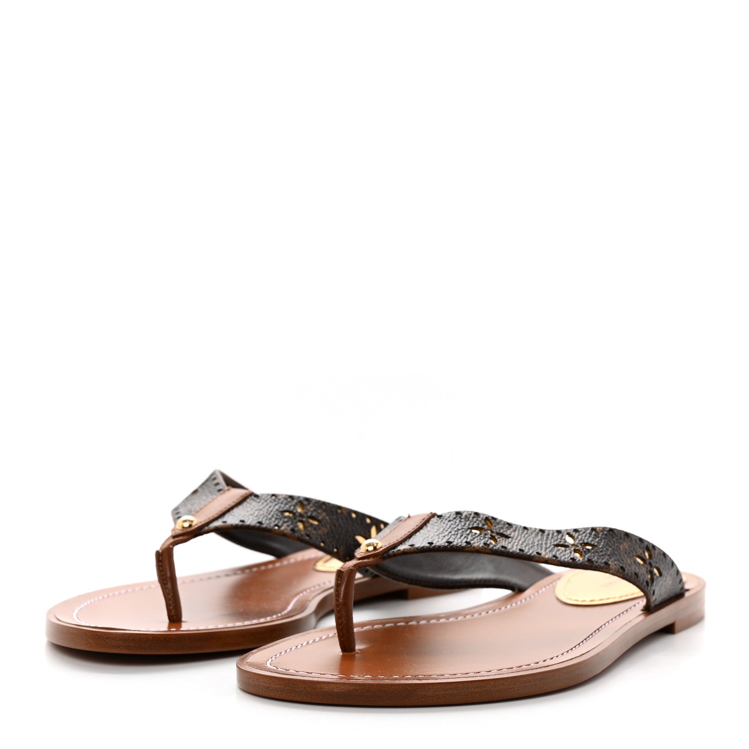 Louis Vuitton Monogram Sunny Flat Thong Sandals 35 Brown 3 of 11