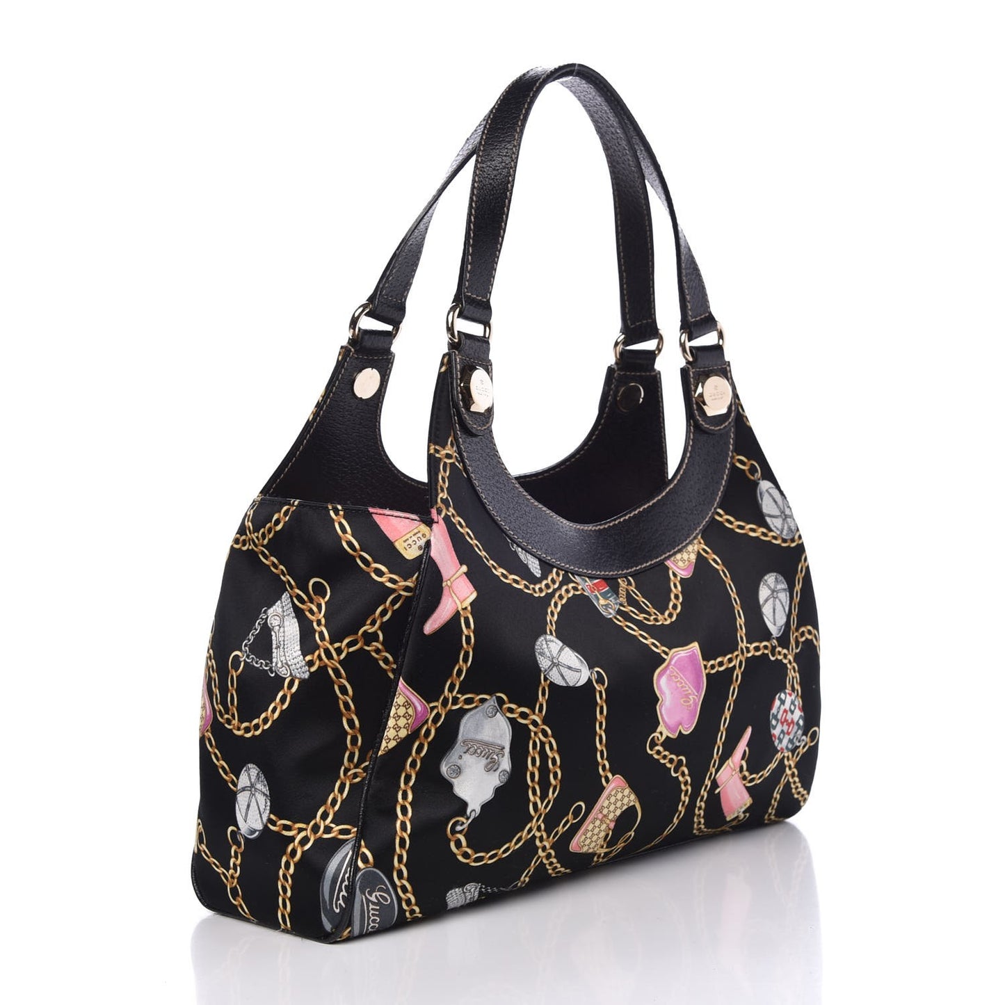 Satin Medium Charmy Shoulder Bag Black Multicolor