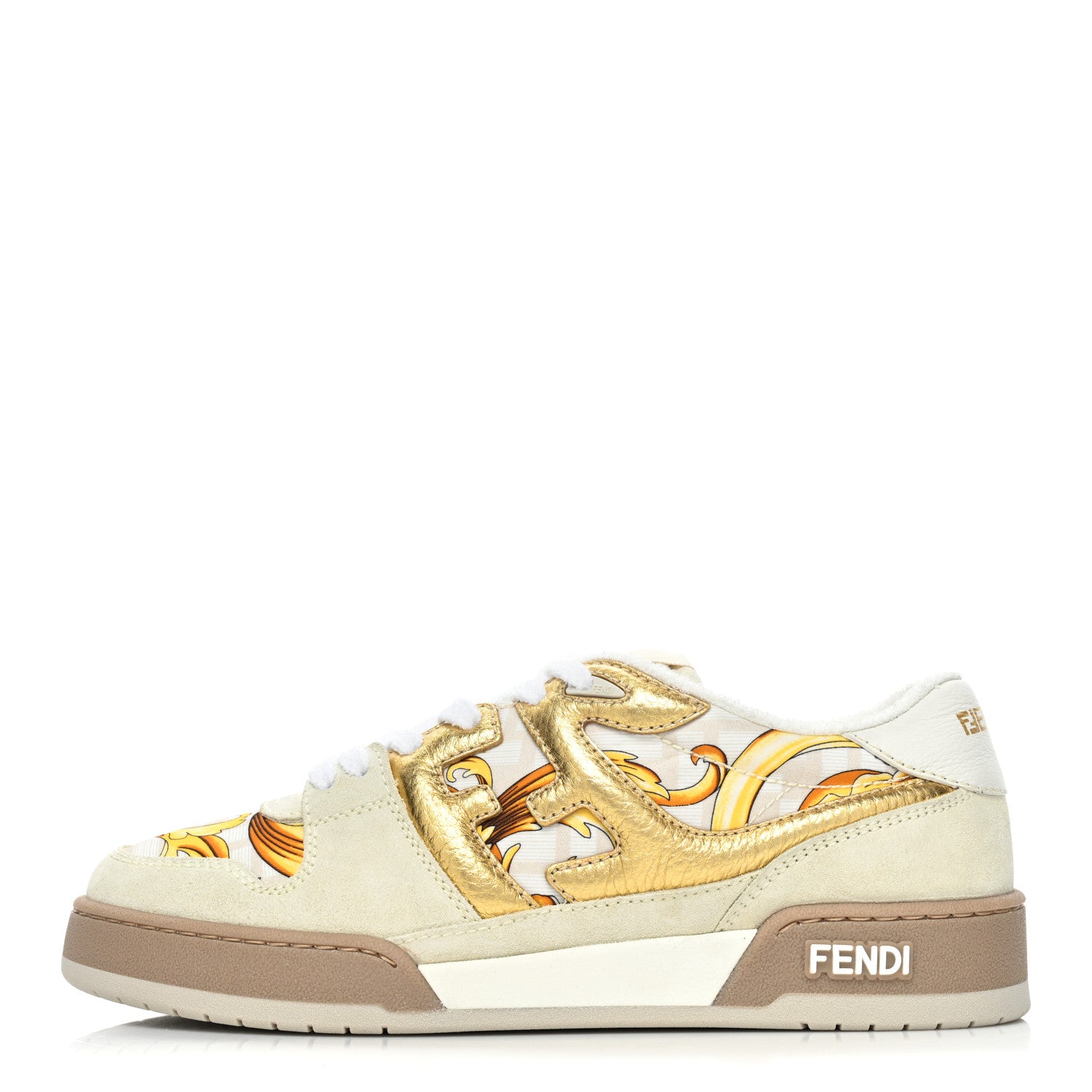 Versace X FENDI Fabric FF Baroque Womens Fendace Match Sneakers 39 Gold Multicolor 1 of 8