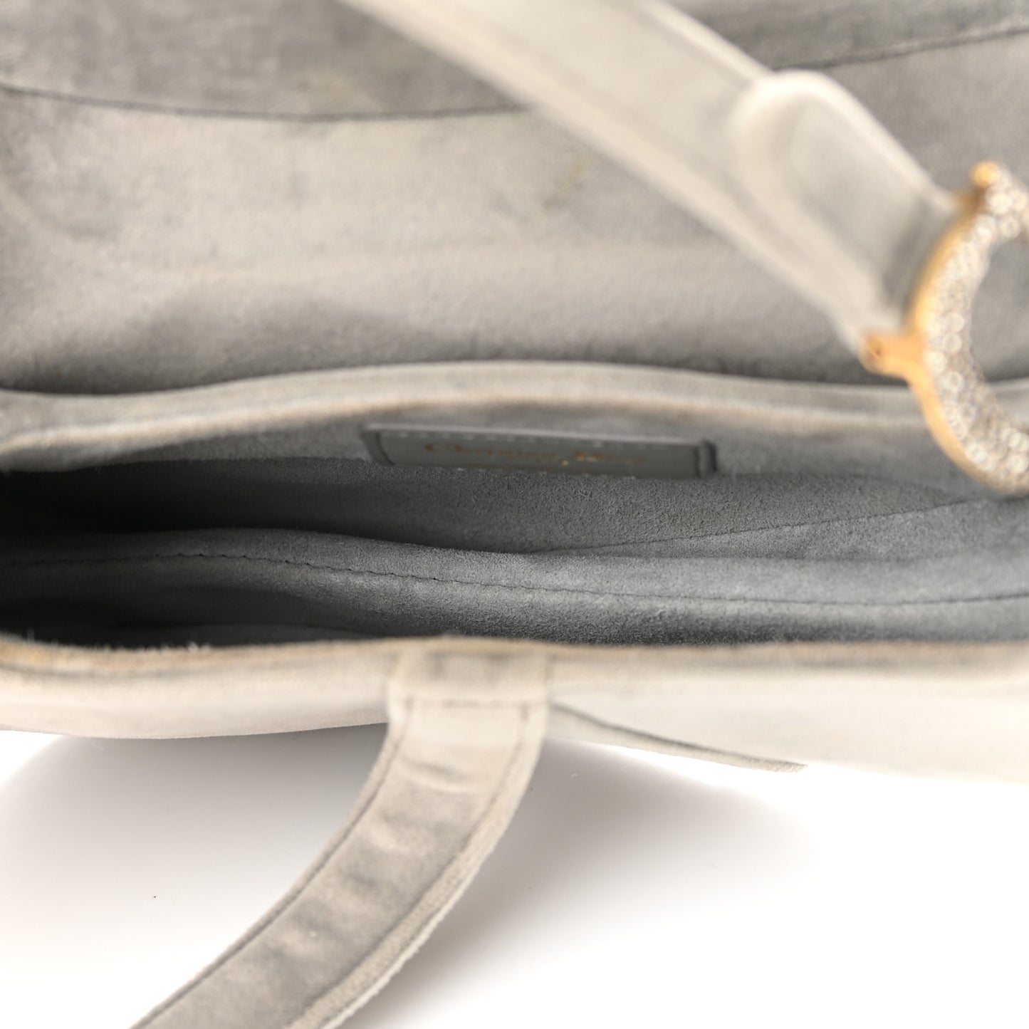 Velvet Crystal Mini Saddle Bag Grey