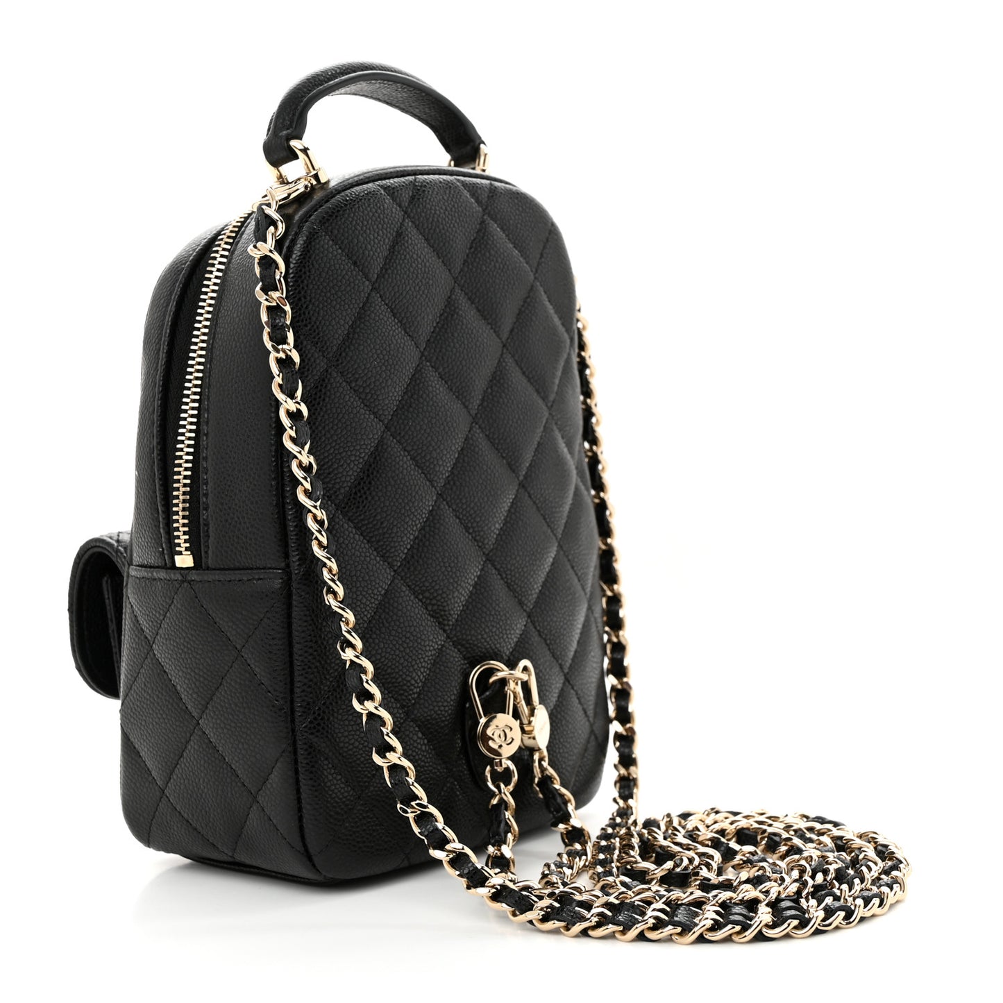 Caviar Quilted CC Mini Classic Backpack Black