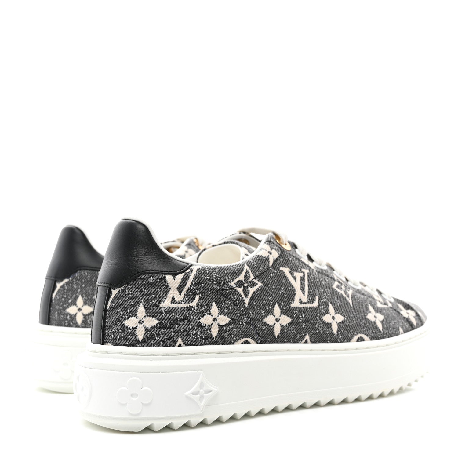 Louis Vuitton Denim Monogram Time Out Sneakers 37.5 4 of 9