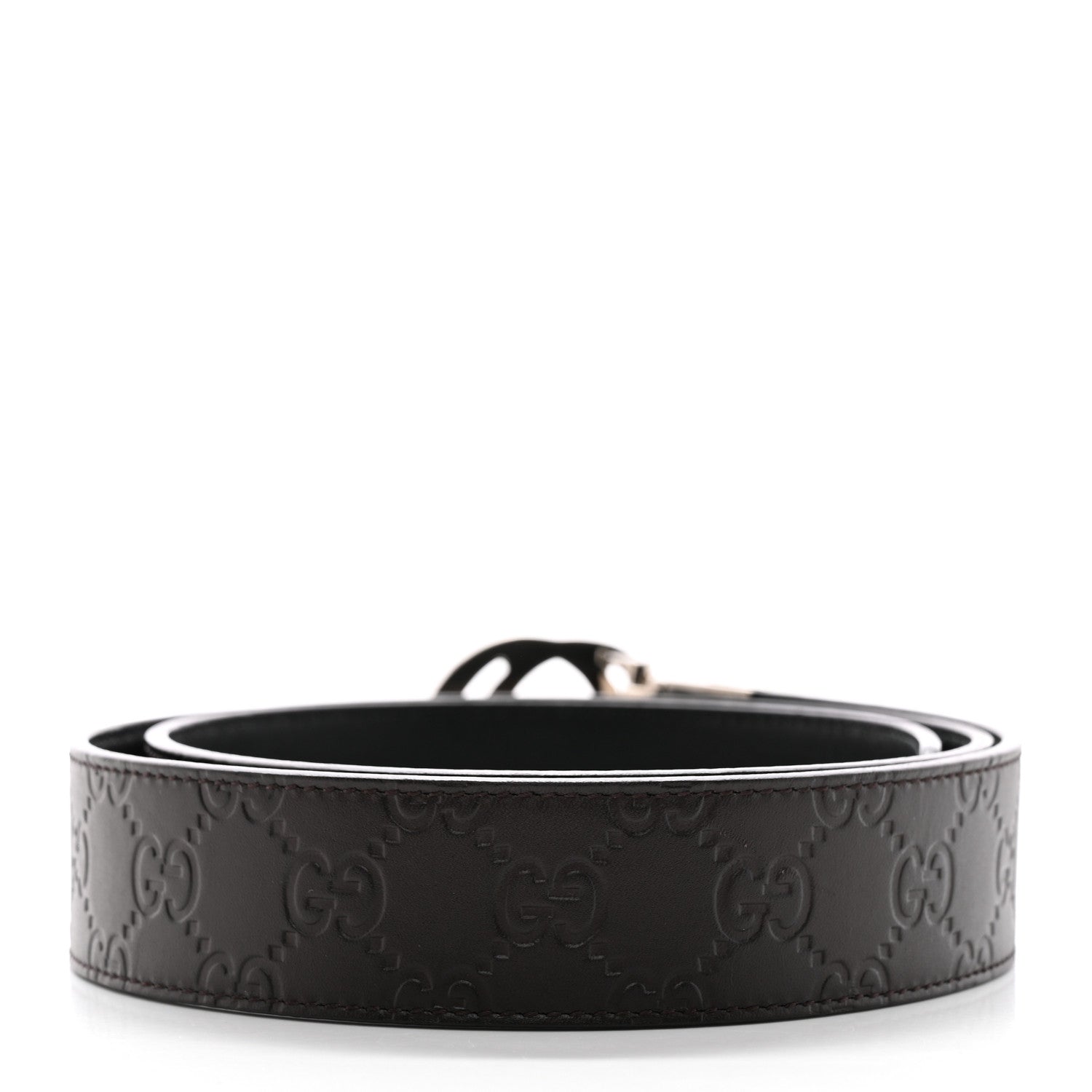Gucci Guccissima Signature Interlocking G Reversible 37mm Belt 95 38 Black Cocoa 2 of 7