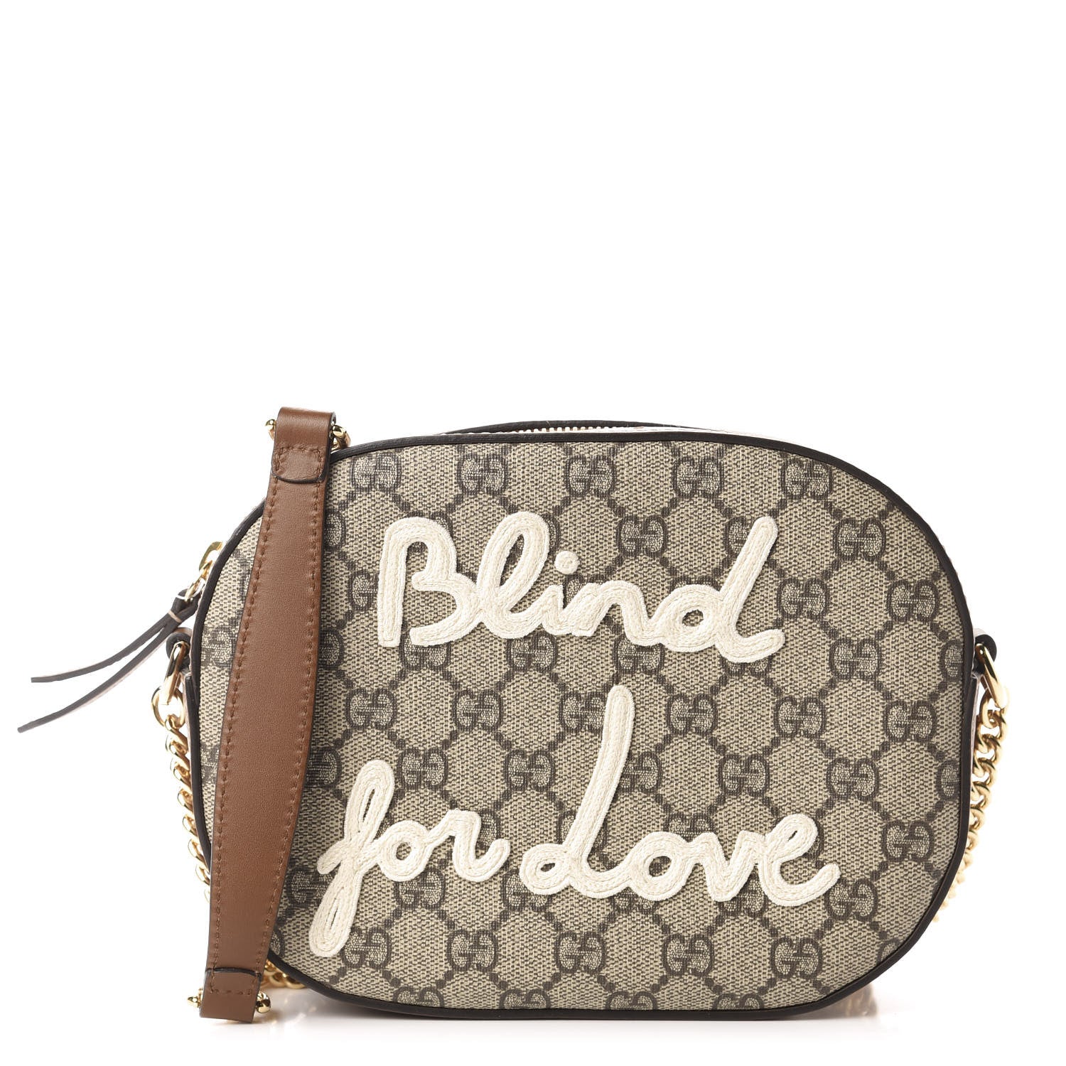 Gucci GG Supreme Monogram Blind For Love Embroidered Mini Chain Shoulder Bag Beige Tuscany 1 of 10