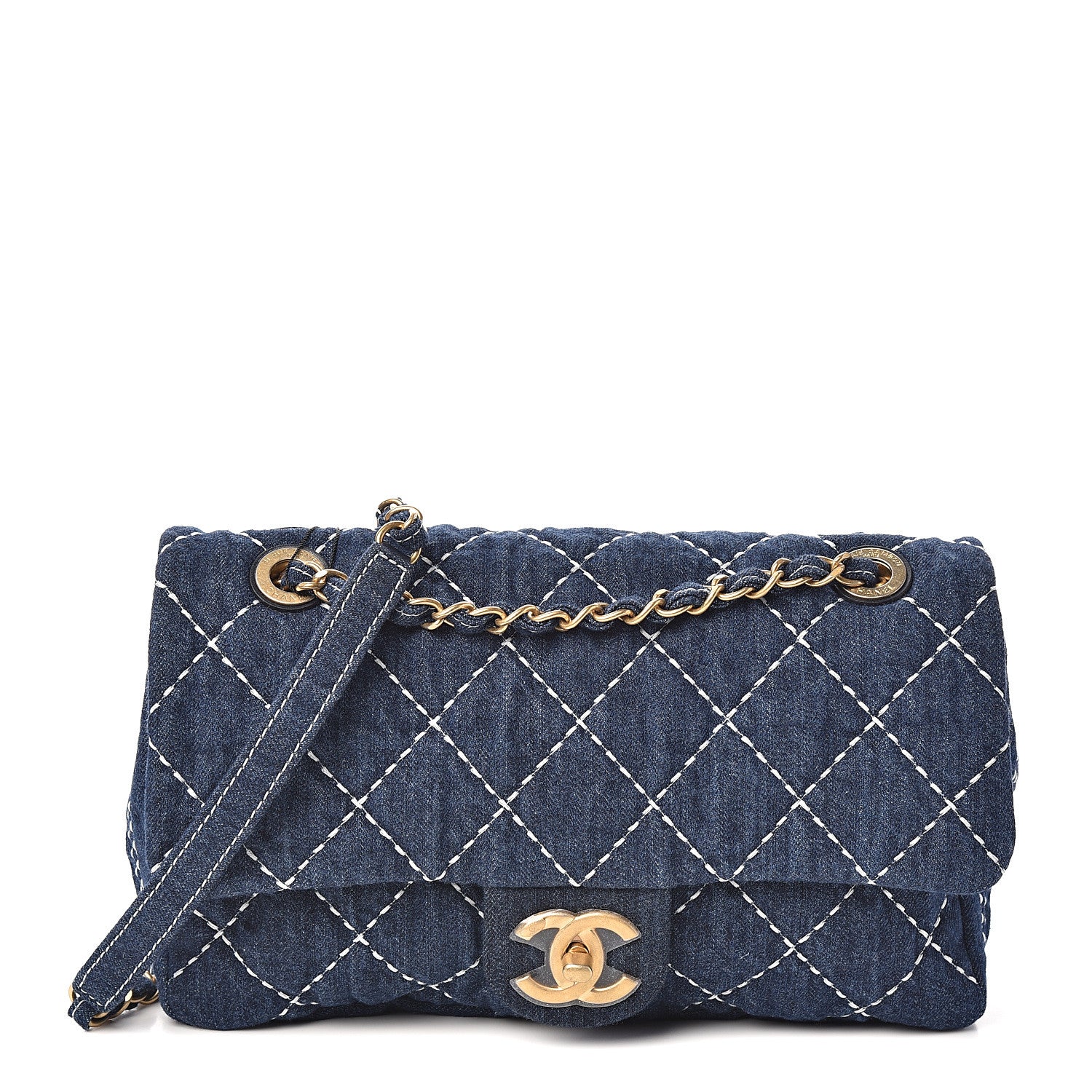 Chanel Denim Quilted Single Flap Blue 1 of 10