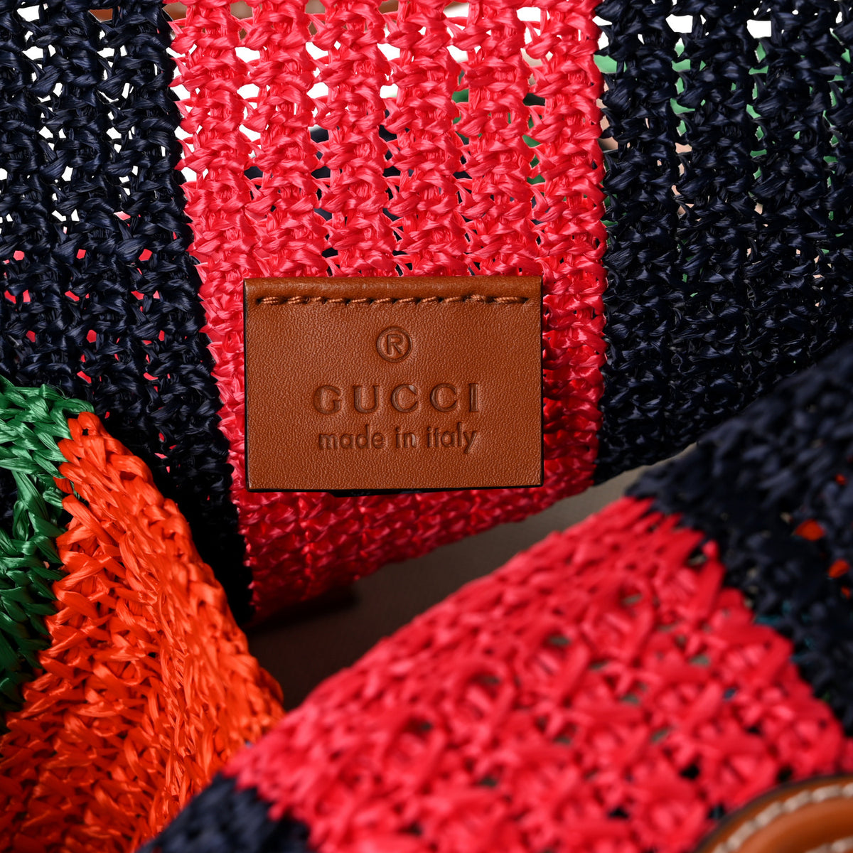 Gucci Raffia Web Woven Medium Interlocking G Tote Green 6 of 10