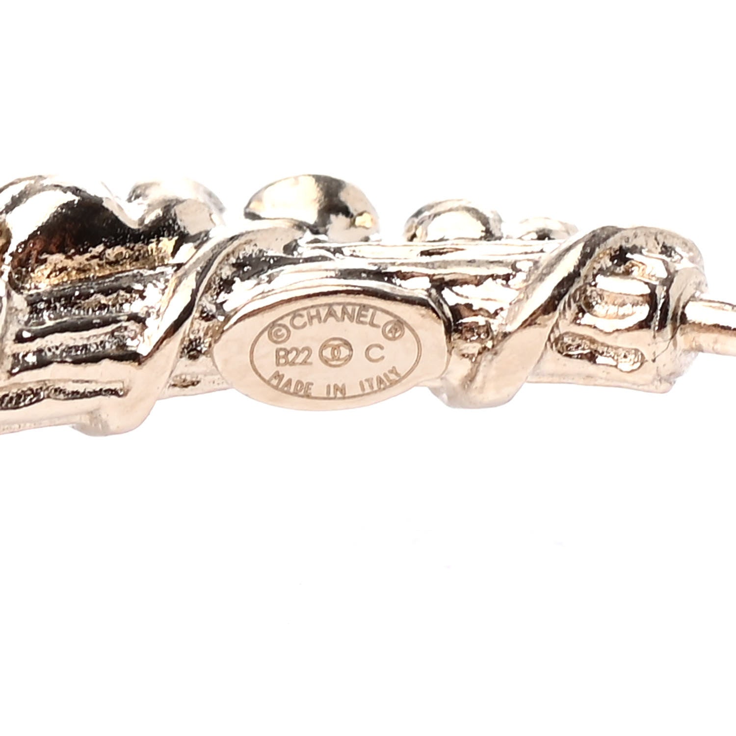Chanel Crystal Camellia CC Hoop Earrings Gold 4 of 4