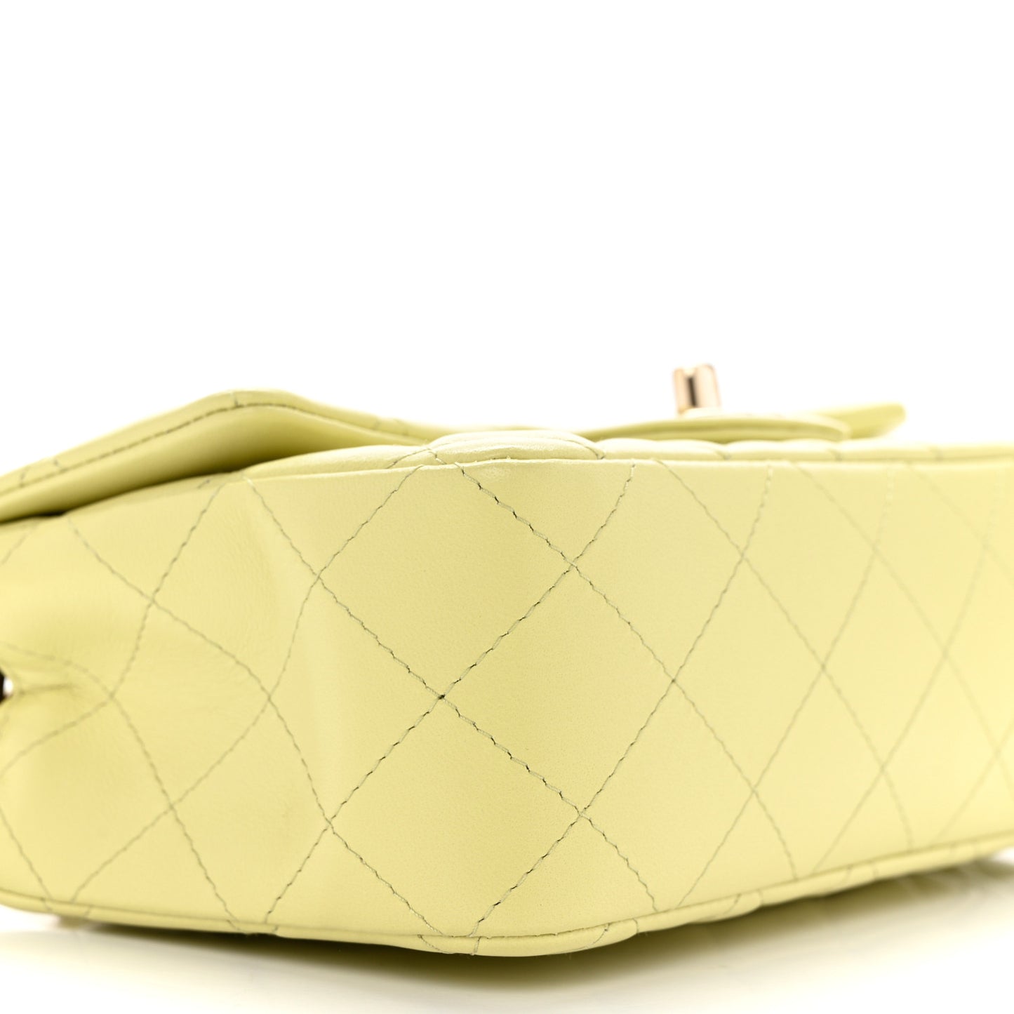 Lambskin Quilted Mini Rectangular Flap Light Green