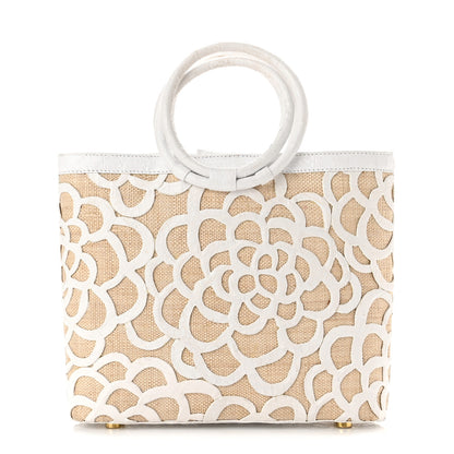 Nancy Gonzalez Crocodile Laser Cut Floral Handbag White Natural 1 of 10