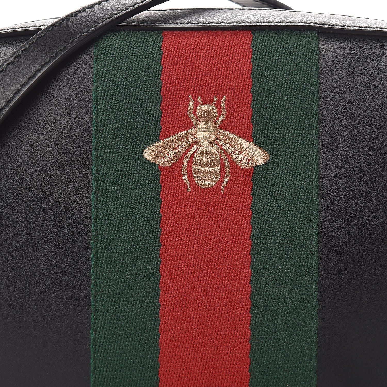 Gucci Calfskin Web Small Webby Bee Shoulder Bag Black 12 of 13