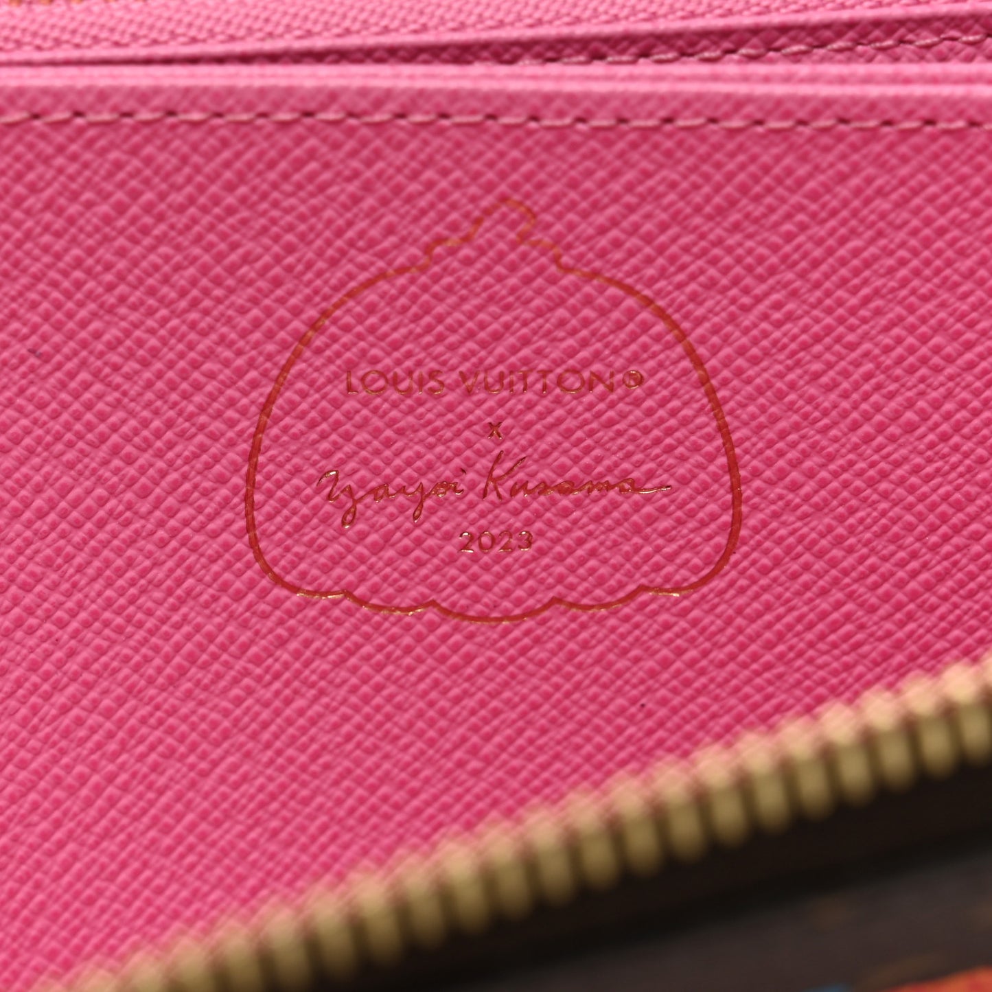 LV X YK Monogram Kusama Pumpkin Zippy Wallet