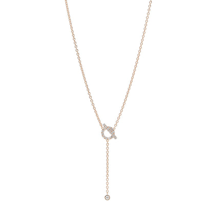 Hermes 18K Rose Gold Diamond Finesse Lariat Necklace 1 of 6