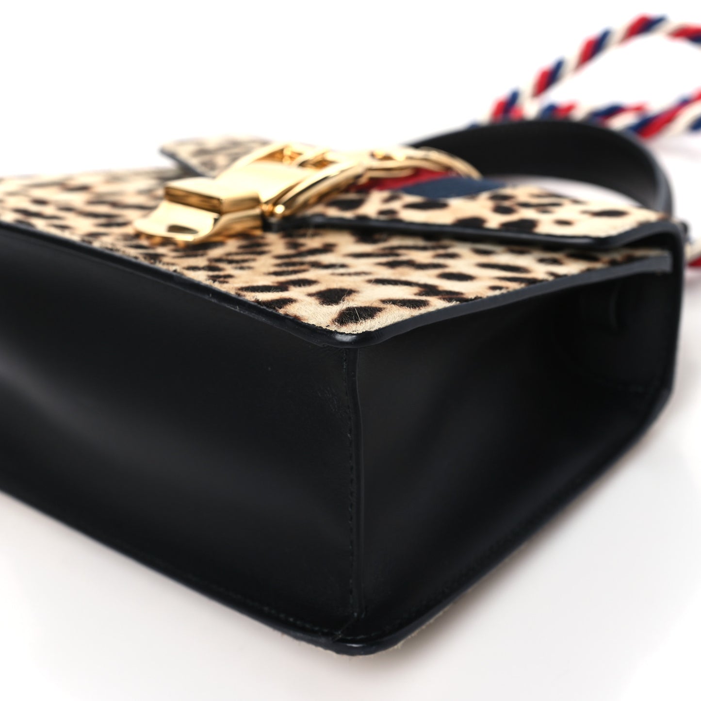 Calf Hair Leopard Print Mini Sylvie Top Handle Bag Naturale Black