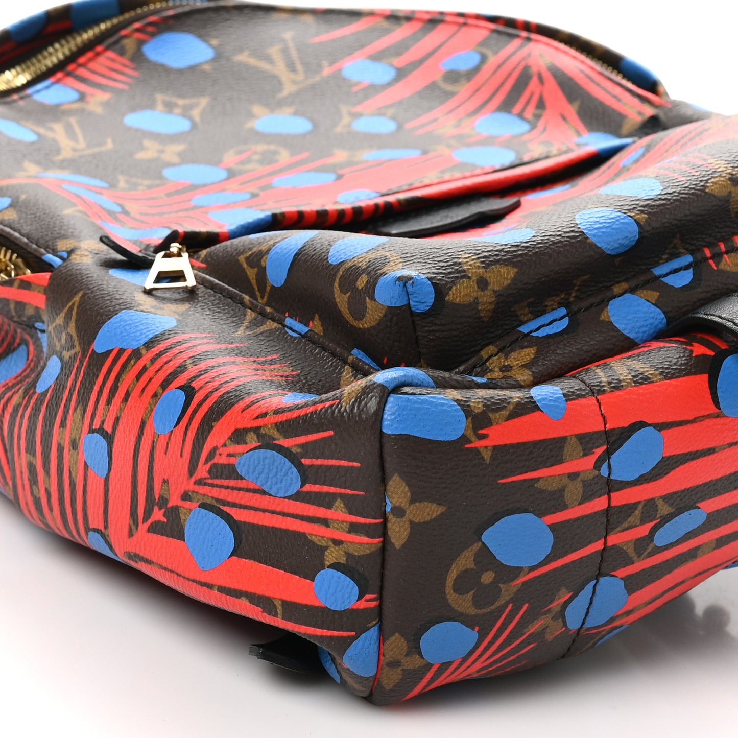 Monogram Jungle Dots Palm Springs Backpack PM Coquelicot Denim