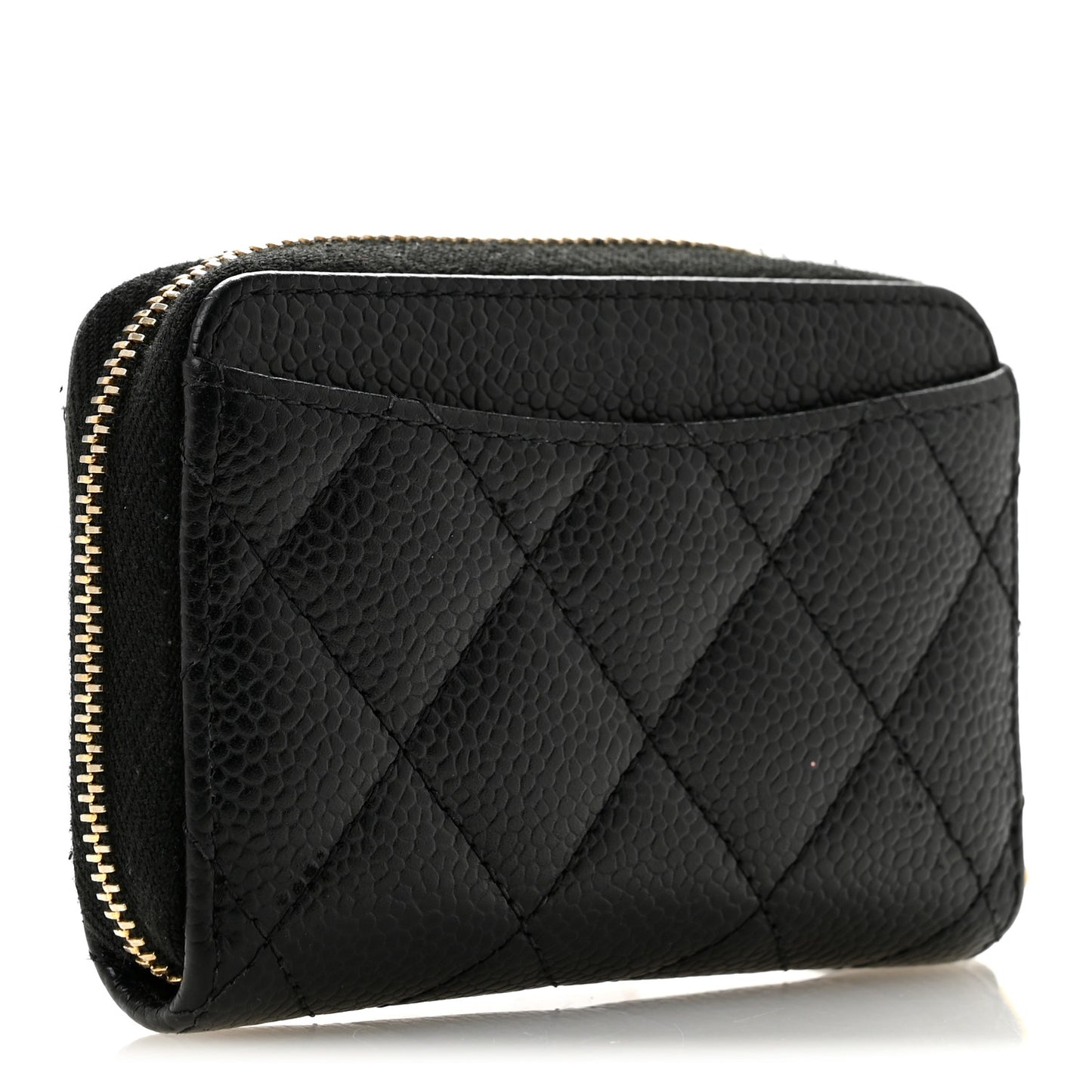 Caviar Quilted Zip Coin Purse Black