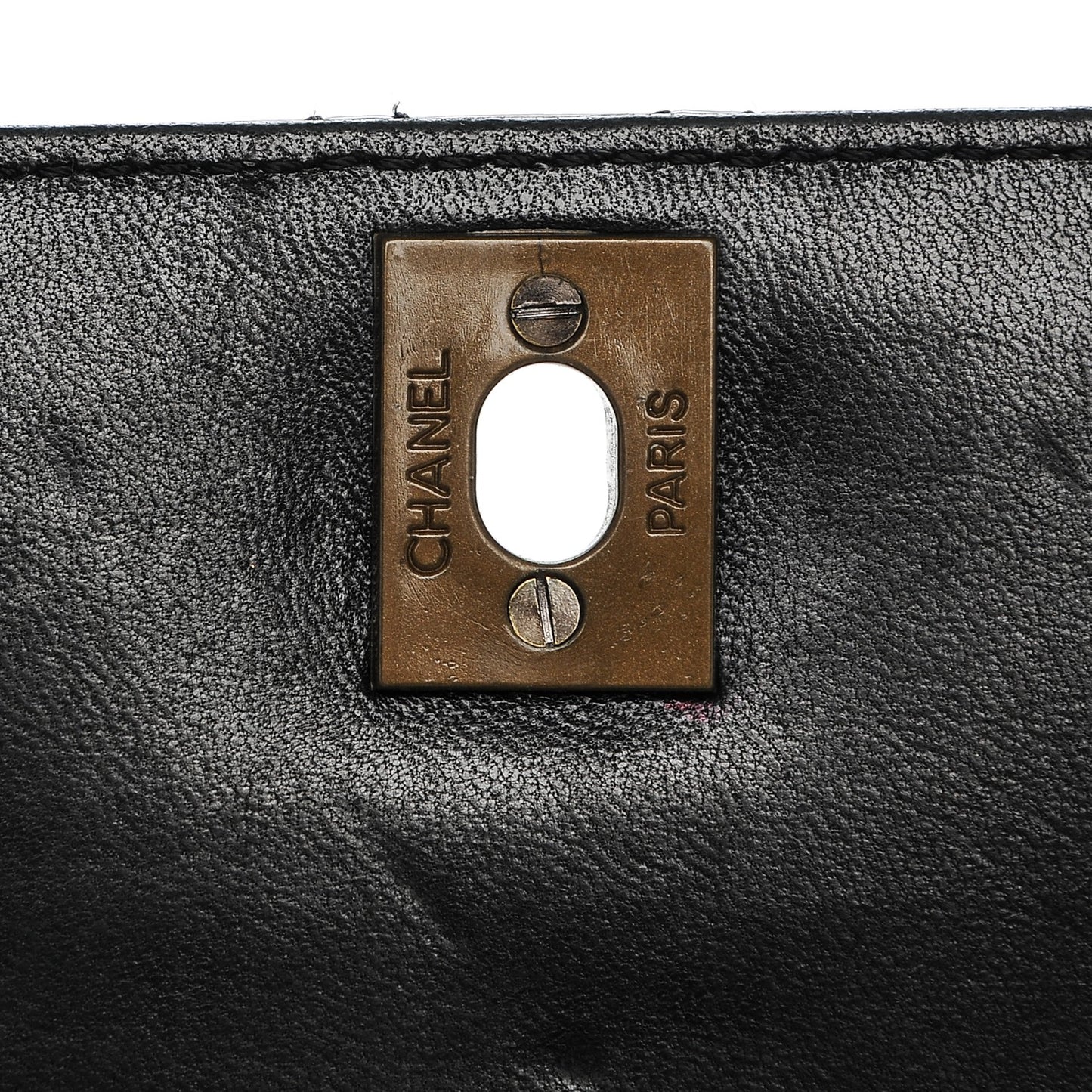 Patent Stitched Shoulder Flap Bag Black