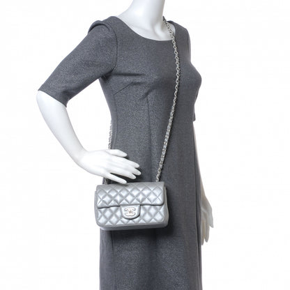 Chanel Lambskin Quilted Mini Flap Silver 2 of 7